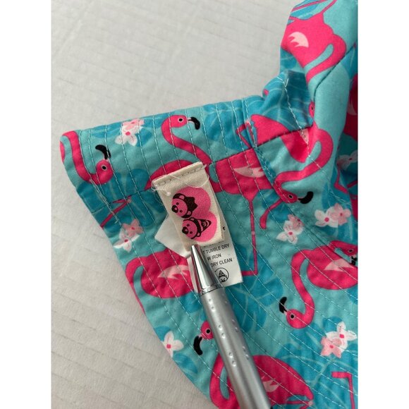 Flamingo Floral Print Bucket Hat Size Small Sun Beach Polyester UV Protection - Picture 7 of 9